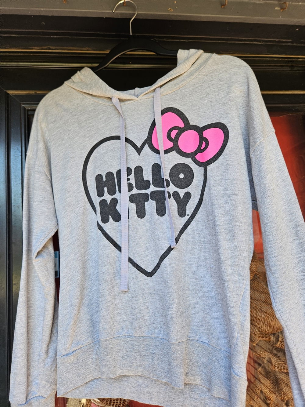 Sanrio Hello Kitty Light Gray Sweatshirt with Pink Accent